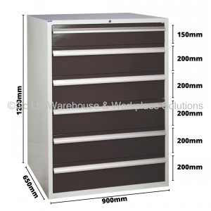 Euroslide Storage Cabinet 6 Drawer 1200mm